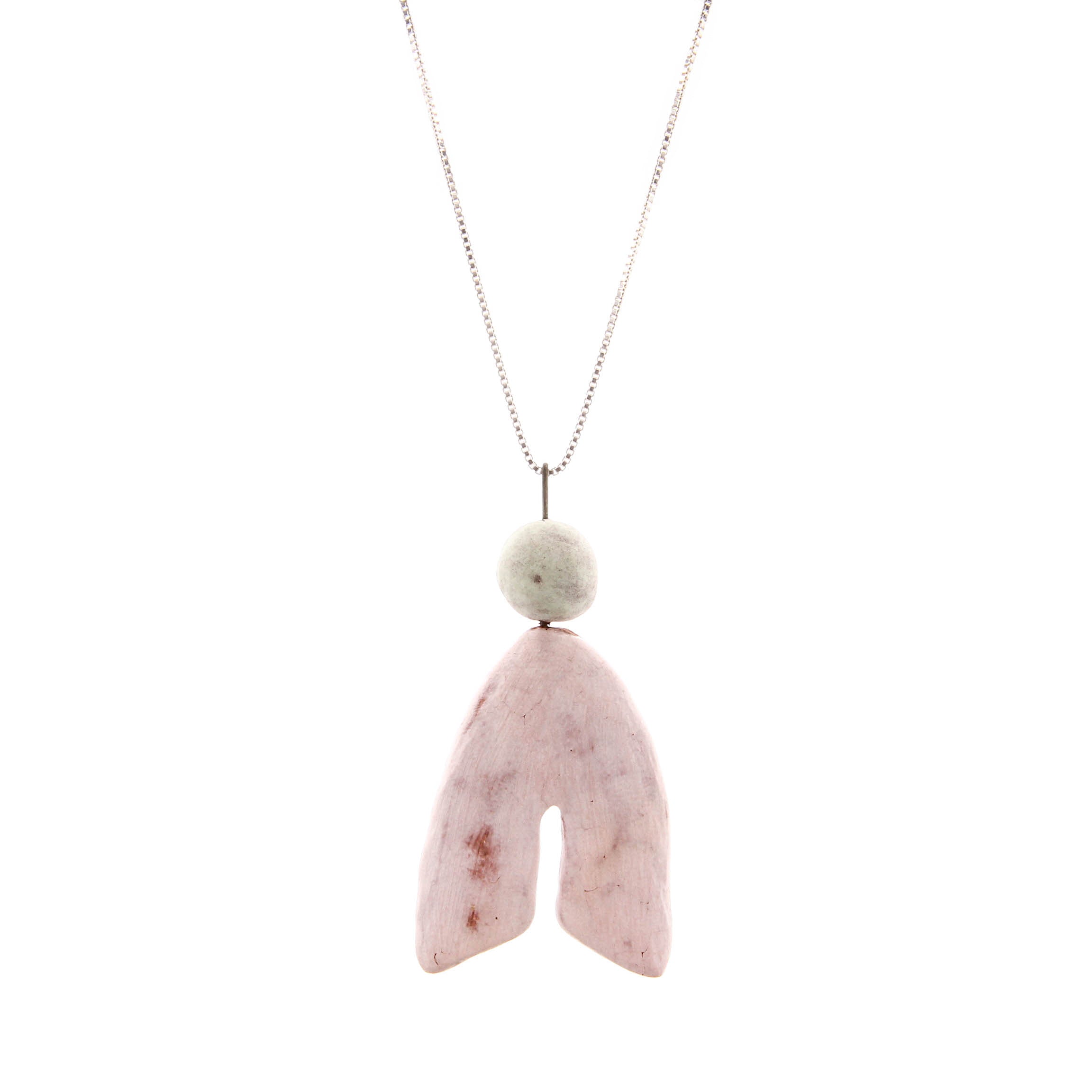 Tara Underwood, Ceramic Pendant Necklace in Pink and White