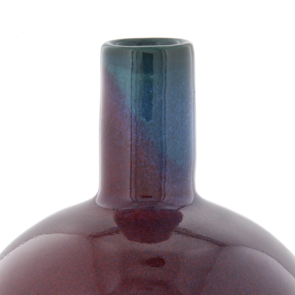 Tom Coleman, Copper Red Hour Glass Bottle Over Black Slip – CLAYAKAR