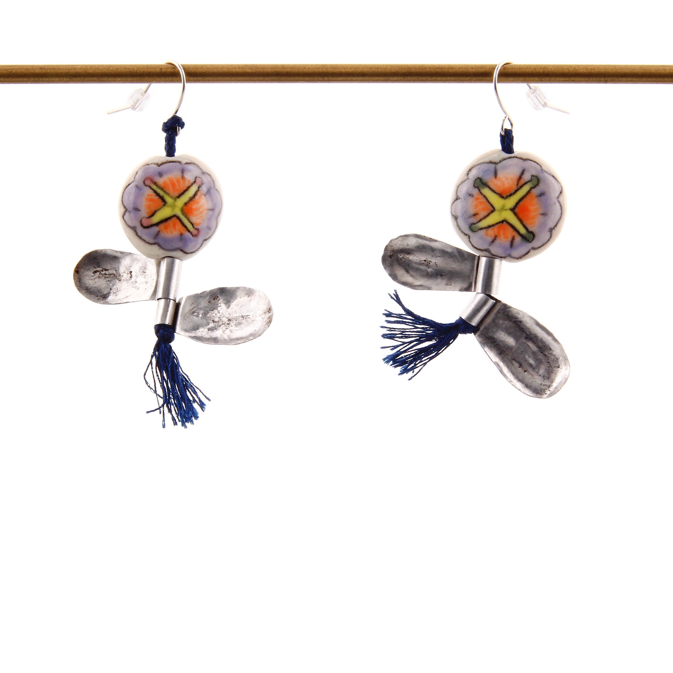 Momoko Usami, Flower Earrings, Ceramics and Metal