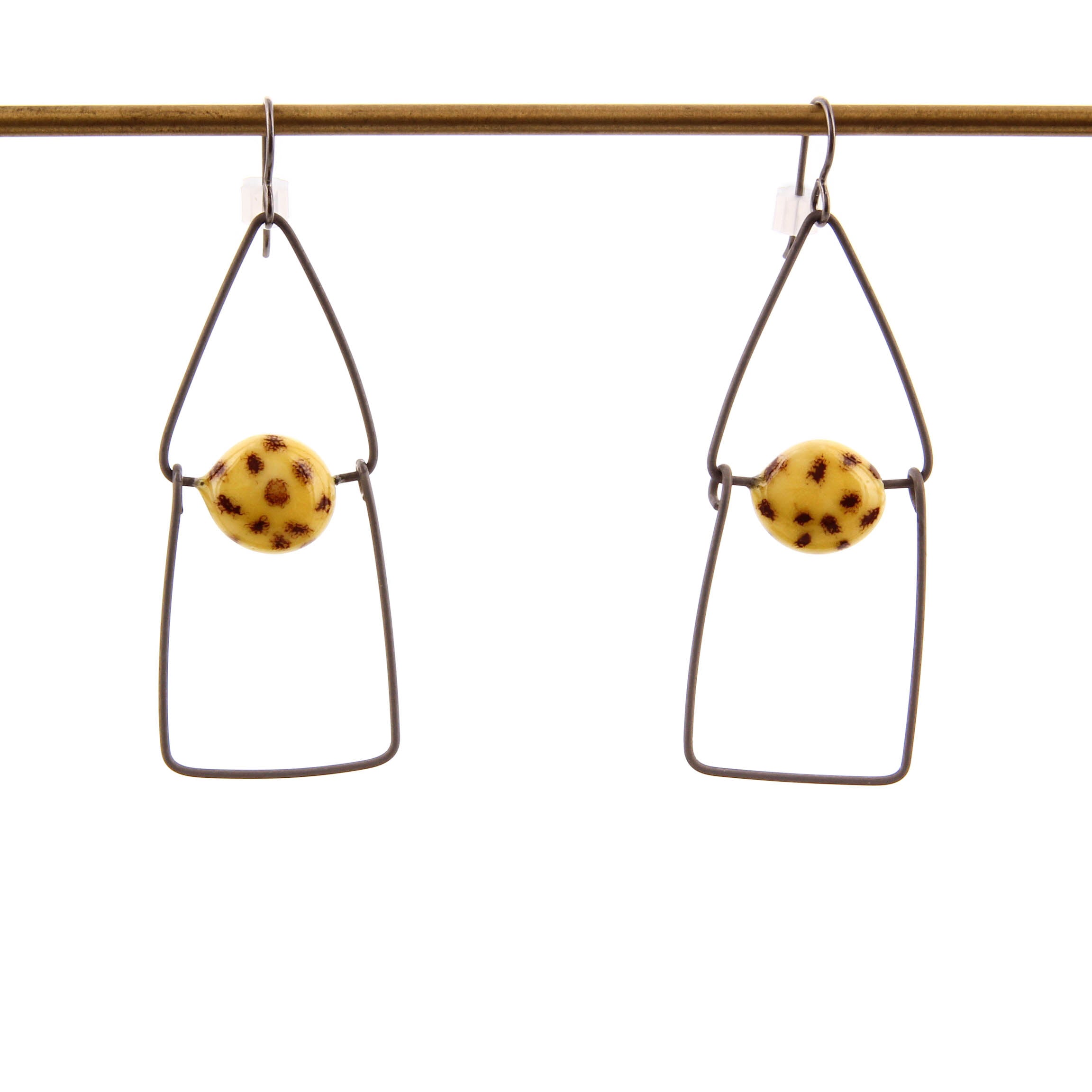 Jennifer Allen, Ceramic and Metal Earrings in Yellow