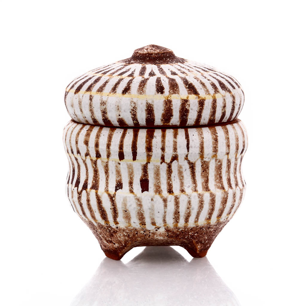 Wayne Branum, Lidded Ceramics Pot with White dashes