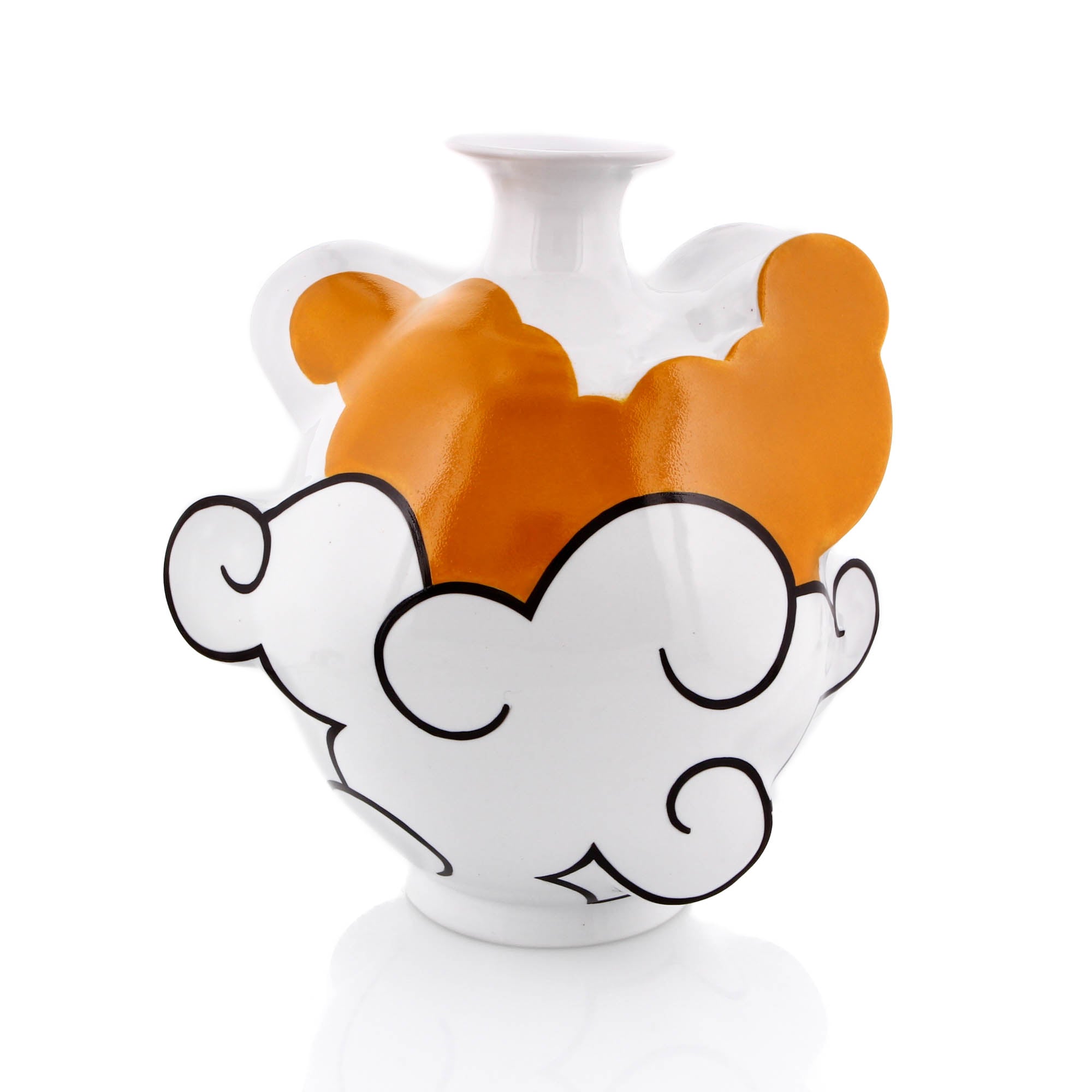 Sam Chung, Cloud Vase, Porcelain with Orange and Black 
