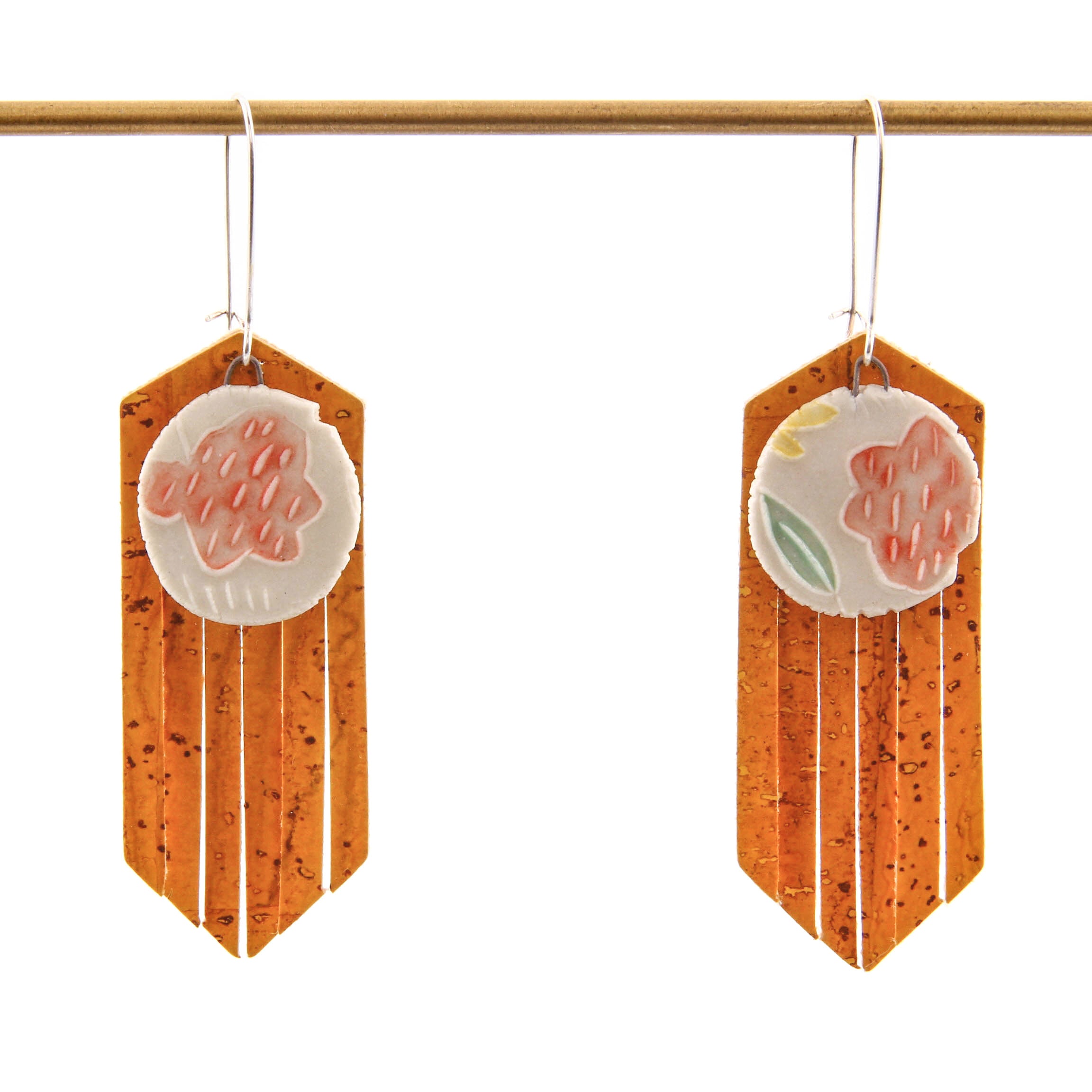 Carole Epp, Earrings with Ceramics and Fabric