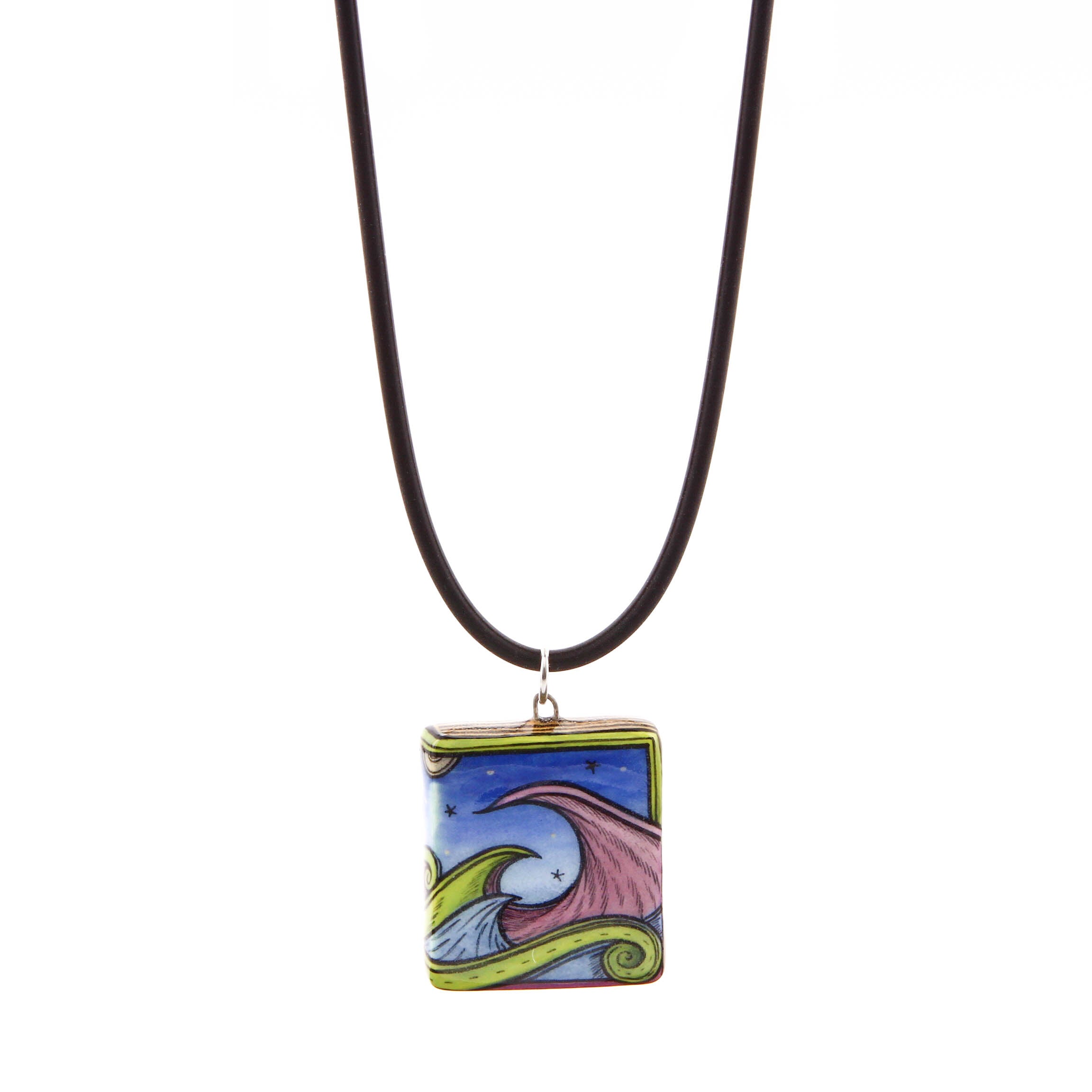 Terri Kern, Ceramic Necklace with Waves with Silicon Band