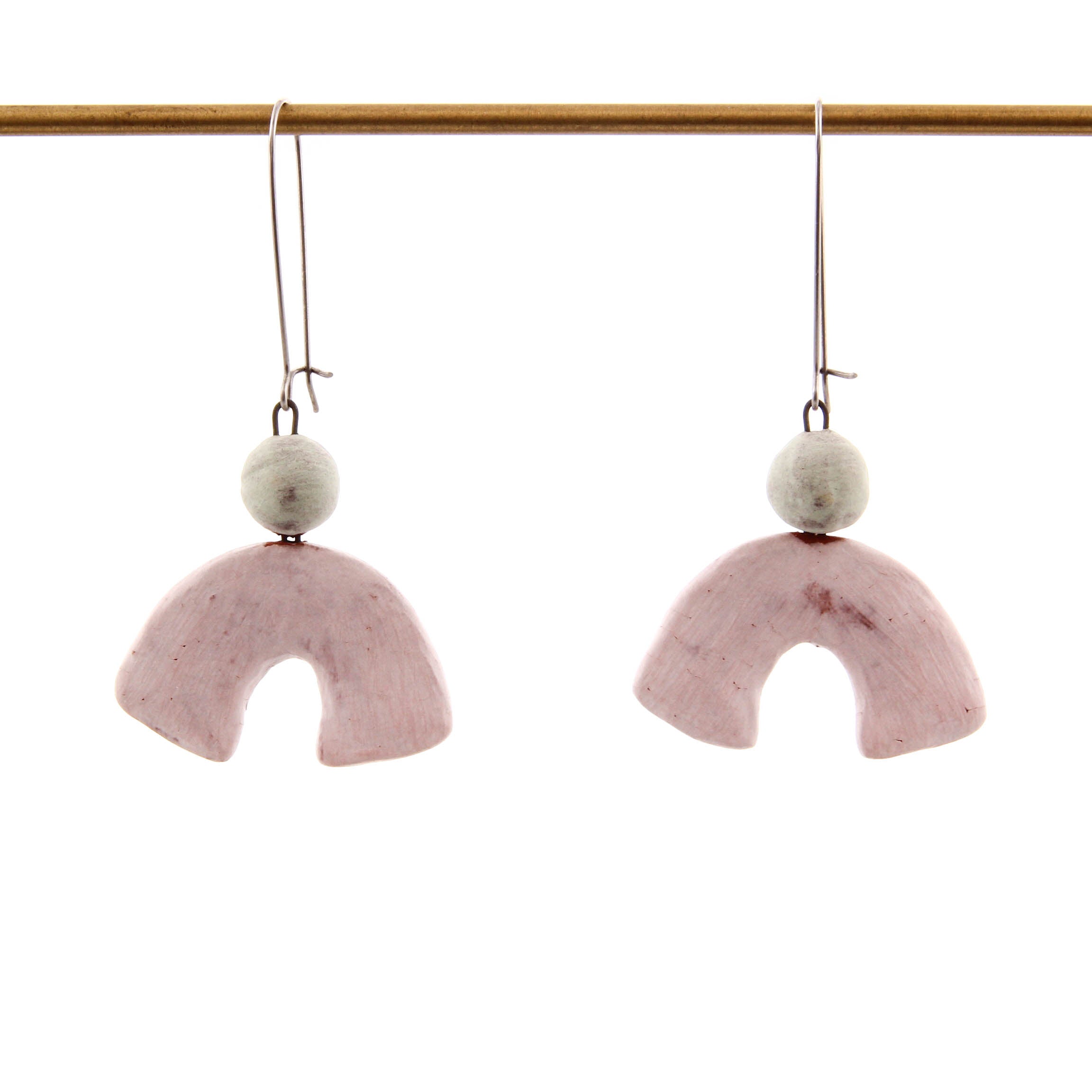 Tara Underwood, Arches Earrings in Pink and White